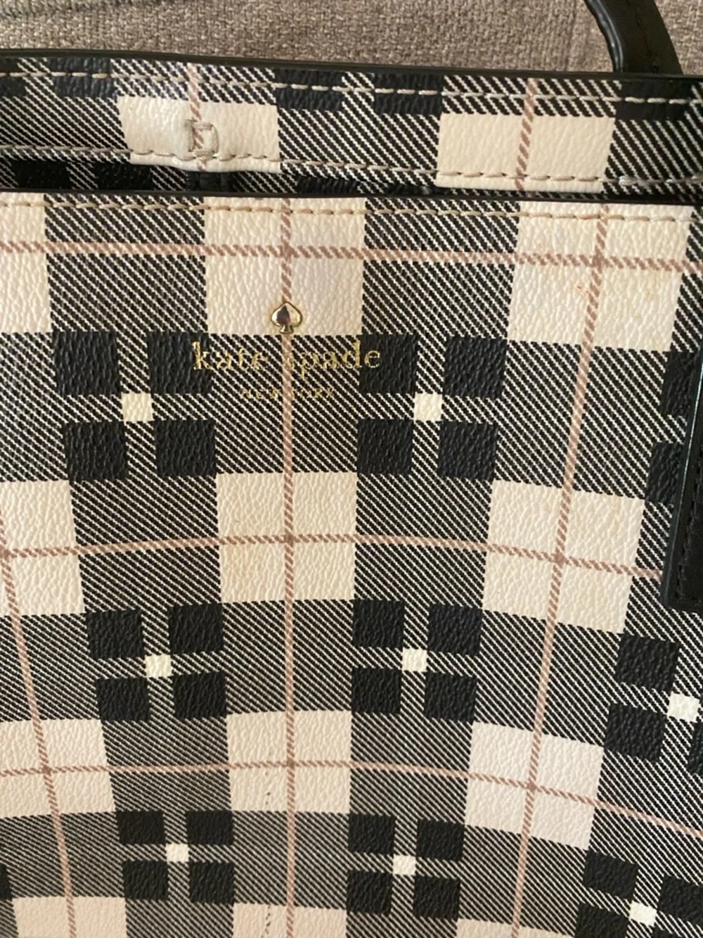 kate spade Black & Cream Plaid Tote with Black Straps - Picture 2 of 3